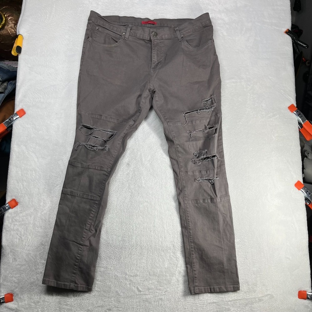 Threadworkshop Slim-Fit Pants Men's 40 Gray Distressed Stretch USA Made‎ - 39X30